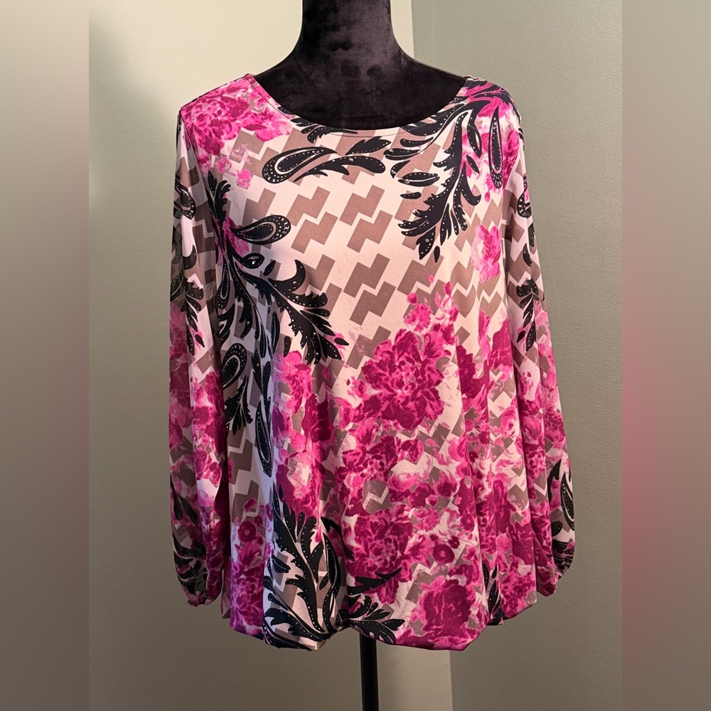 Alfani Pink and Black Women's Top Plus Sz 2x
